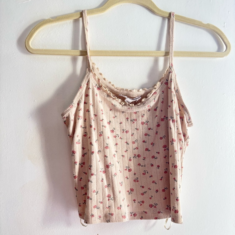 Forever 21 Pink Ribbed Crop Camisole